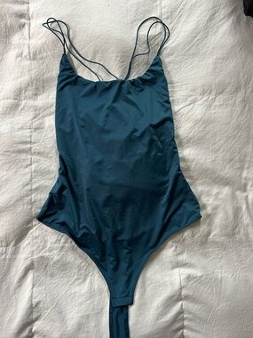 Teal Blue Stringy Back Bodysuit